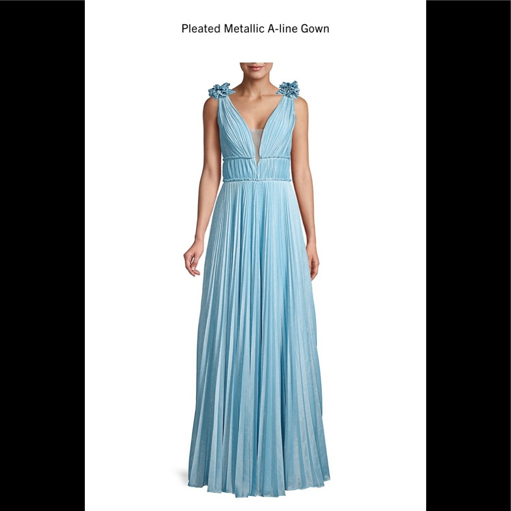 Basix Black Label Pleated Metallic A-Line Gown